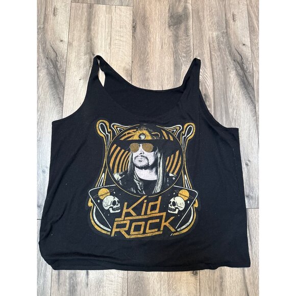 Kid Rock Graphic Tank Top Womens Black Gold Rock Music Concert Sleeveless Casual - Picture 1 of 7